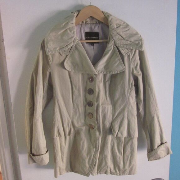 Creenstone Beige Jacket Size 36 Fits XS Button and Zip Front - Picture 1 of 13